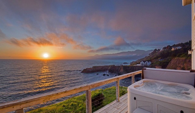 Exquisite Oceanview! by OceanviewHotTubs Tesla Charging Shelter Cove Oceanfront