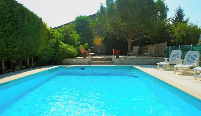 Fabulous gite with pool, orchard and in village with bar, baker & shops