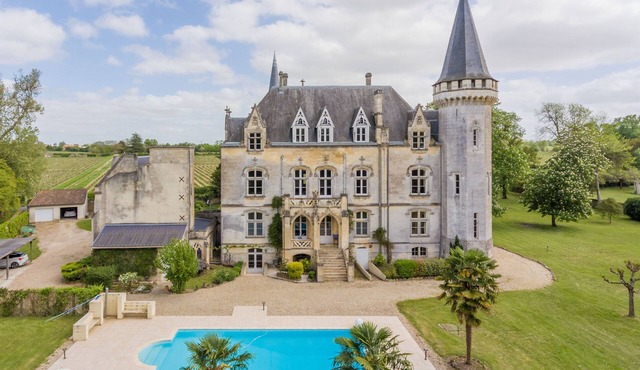 Fairytale Chateau with pool surrounded by vineyard and parc