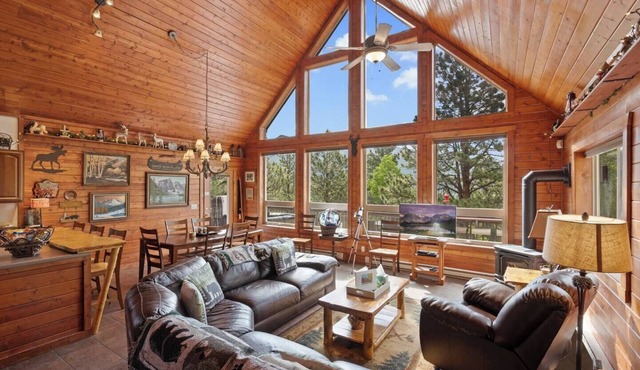 Family Cabin with looking up at back of Pikes Peak