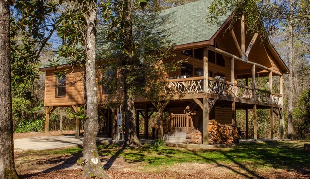 Family friendly cabin with an exclusive view of a waterfall on the Okatoma River