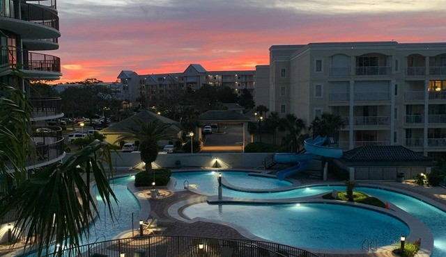 Family friendly, clean two bedroom condo. Balcony overlooks Lazy River.