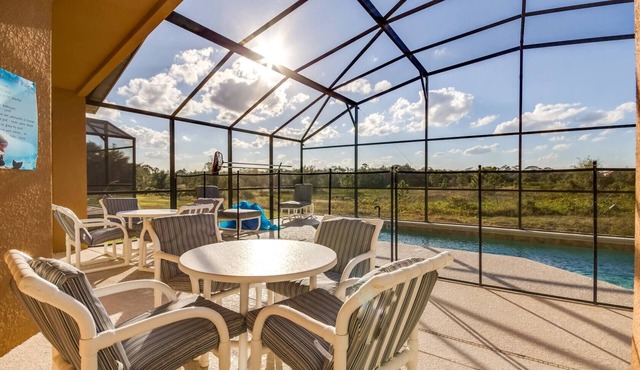 Family friendly villa with no rear neighbors at pool deck facing south and west.