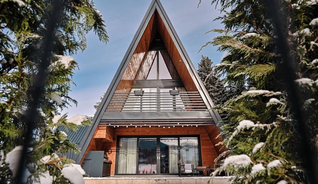 Family mountain retreat with jacuzzi, sauna, playground, and stunning forest views.