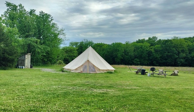 Family/pet-friendly, quiet glamping getaway. Belle Tent/Yurt out the Country.
