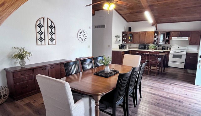 Family sized, pets, one-level condo in town, laundry, grill, deck