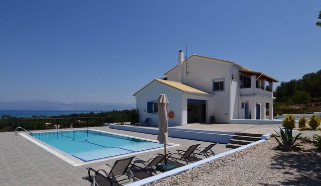Family Villa with pool, sea and mountain views in tranquil setting
