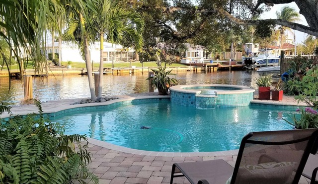 Family Waterfront Retreat – Private Pool, Hot Tub, Walk to Beach!