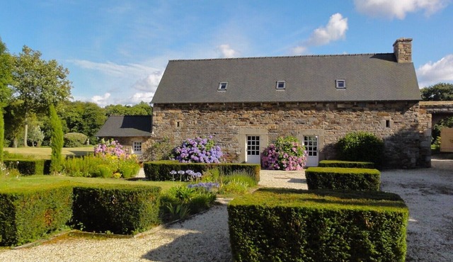 Farmhouse character in the middle of countryside near the sea