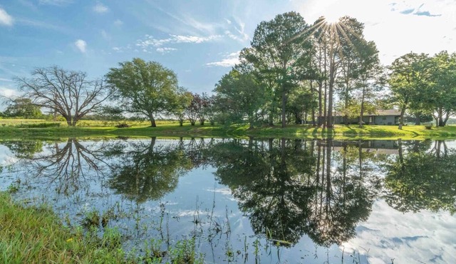 Farmhouse with pond at Canton Trade Days entrance