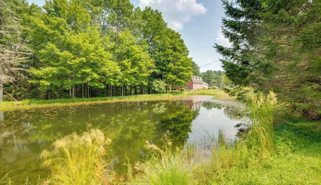 Fire Pit & On-Site Pond: Wooded Walton Home!