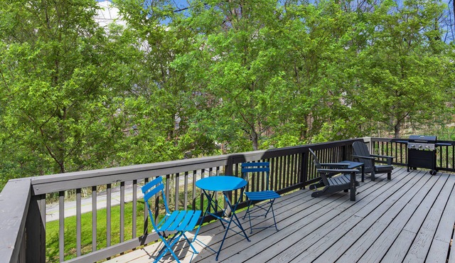 Fireplace, Wraparound Deck, & WiFi at Chalet Cabin