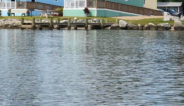 (Fishing from dock) Boat launch, seafood market & bait-tackle shop next door.