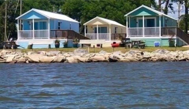 (Fishing from dock) Boat Launch, Seafood Market & Bait-tackle shop next door.