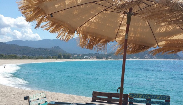 Flat by the seaside, large view on the Sagone bay, beach 6 minutes walking