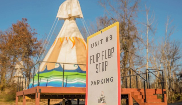 Flip Flop Stop Teepee at The Edge—Unique Riverfront Glamping in Salt Lick, KY