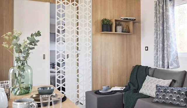 Flower Camping de Mars * - Mobile home 35m2 Premium/3 bedrooms + TV + LV + Clim + Terrace covered 6 people