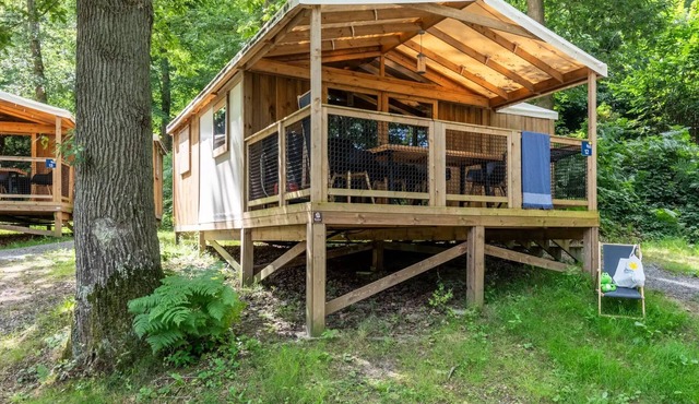 Flower Camping La Chênaie * - Premium Cosyflower on stilt 38m2 - 2 bedrooms + TV + bed linen + covered terrace 11m2 4 people