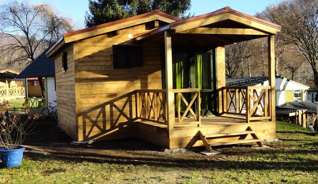 Flower Camping Les Bouleaux * - Chalet CONFORT+ 24 m2 (2 bedroom) + covered terrace 4 people