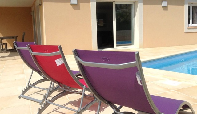 For 8 people, air-conditioned villa with private pool.