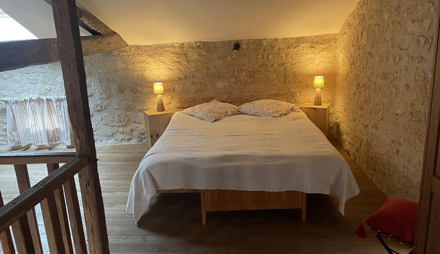 Charming stone house of 19th century with flower garden and fenced