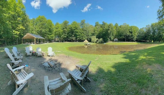 Full Site Woodland Glamping Rental near 3 of NY's Finger Lakes for 14+