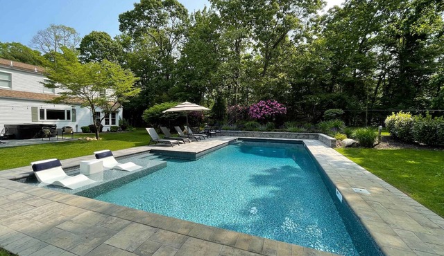Furnished North Fork Estate | Pool & Hot Tub