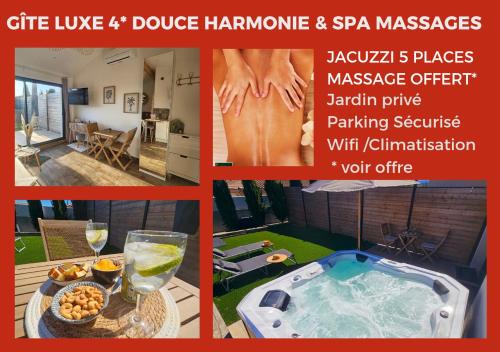 Gîte Luxe 4 étoiles -Douce Harmonie Massages & Grand SPA 5 places - Indépendant -Au calme -Jardin - Clim - Parking à 5 min Carcassonne - 2 Adultes 1 bébé de 0 à 2 ans