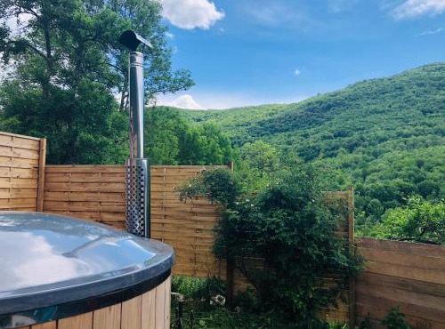 Gîte Aurinko : caravane avec bain nordique