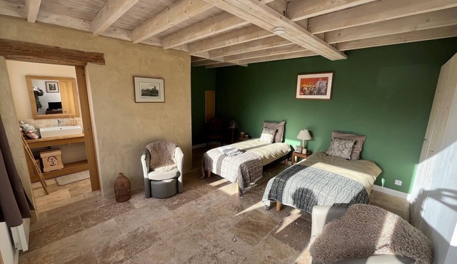 Gîte de la chambre verte facing the Tour de la Reine Blanche