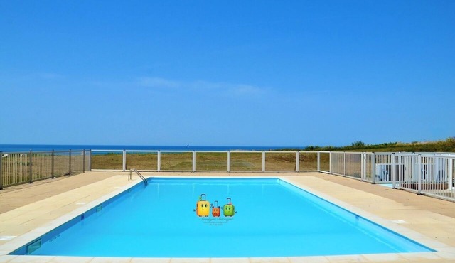 Gîte vue mer, piscine chauffée Guidel Plages - calme, pied de la plage - 4 pers