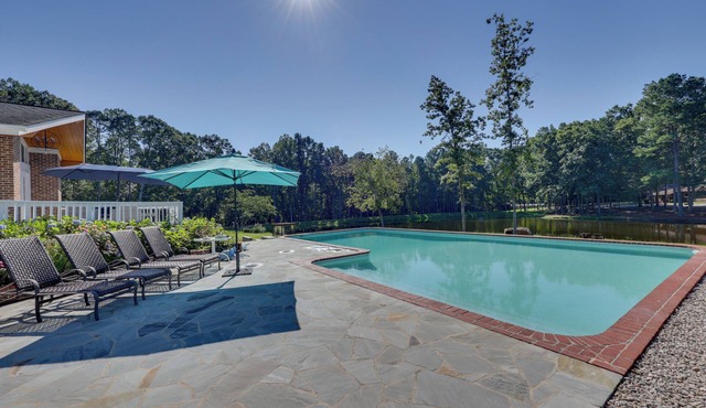 Game Room & Pool! Luxe Louisburg Farmhouse