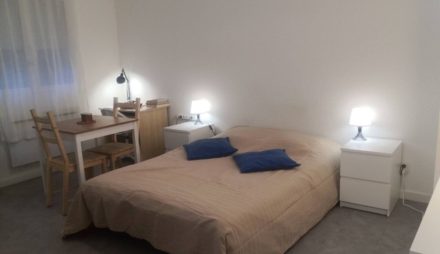 Garden-facing studio in Grenoble's lower town center