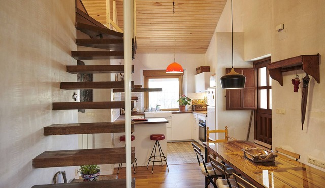 Garden, fireplace, barbecue, heating, attic. In the skirt of the Urbion