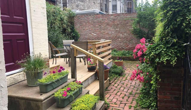 Garden Oasis: 1BR Apartment with Patio in Historic Home, Near Universities