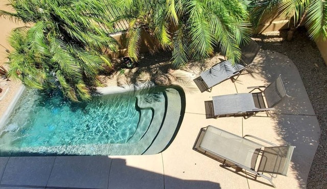 Gated Ocotillo house, pool heater, BBQ, golf views