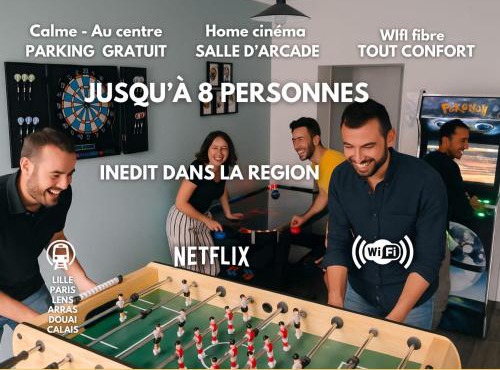 Geek et chic à Béthune - Grand logement central tout confort idėal pour familles, équipes sportives
