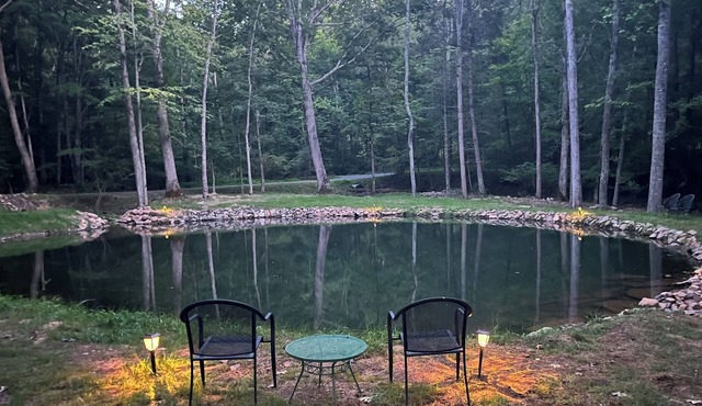 GETAWAY! Peaceful Lodge 20 acres of private land, Trout Pond, stream on site