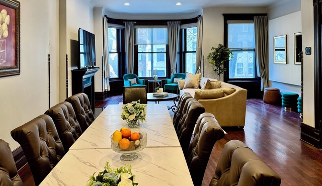 Gilded Age Gold Coast Mansion with Parking, Deck, Fireplaces