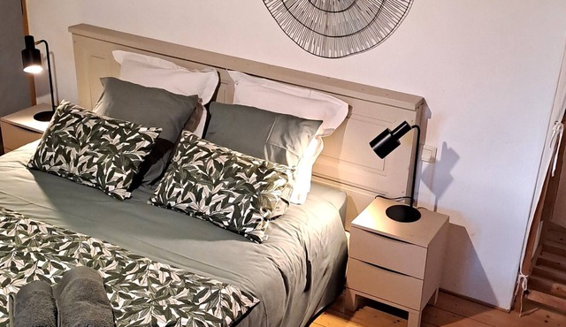 Gîte 2 pers, view of the Pyrenees, nature, swimming pool