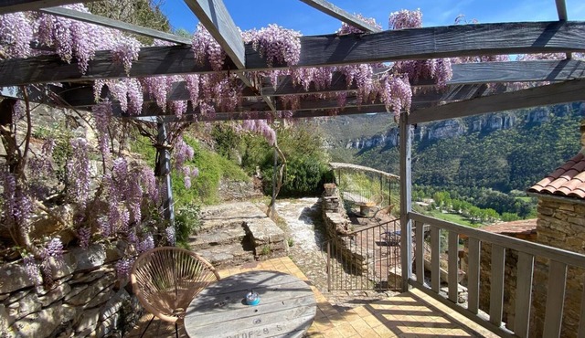 Gite Glycines, terrace under the Glycine, other terrace for the sunset