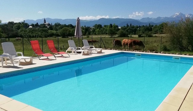 Gite Montaigu with large pool and stunning mountain views. Sleeps up to 4