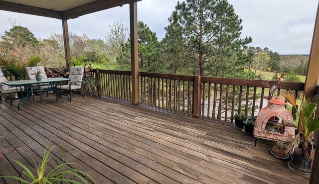 Glamping deck. keep your tent out of the rain and have access to electricity.