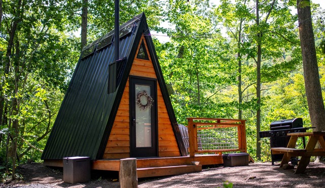 Glamping in a Creekside Aframe