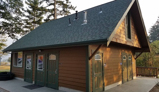 Glamping in style with shared showers and restrooms. Sleeps 3 adults comfortably