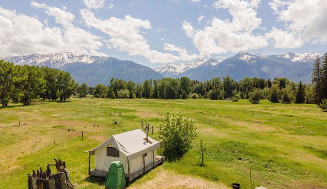 Glamping Tent at the base of the mountains outside Joseph, Oregon at Evans Farm.