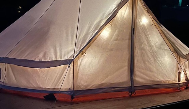 Glamping tent by the river