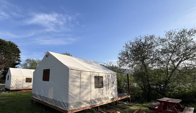 Glamping tent on the river.