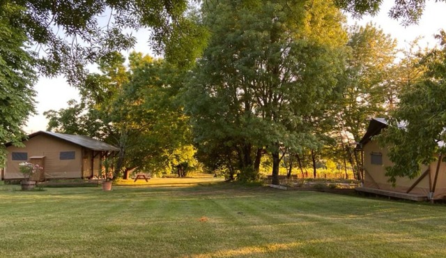 Glamping TENTE LODGE SAFARI DE LUXE, vue sur le coteau et vignes