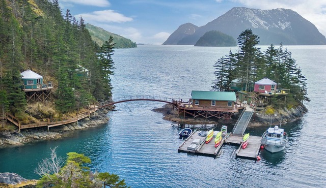 Glamping Yurt Resort on Private Island near Kenai Fjords NP. Kayak, SUP, fish!